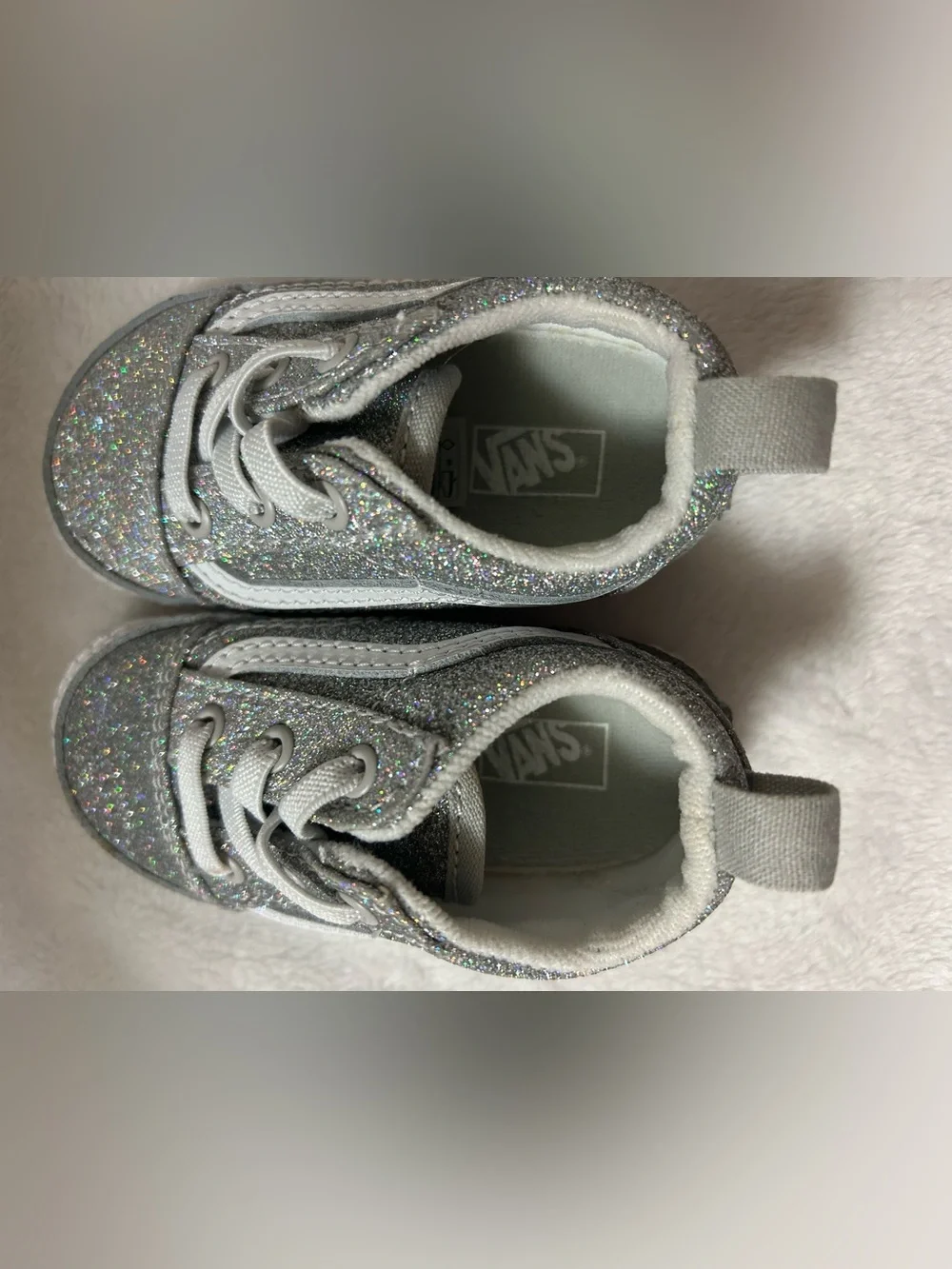 Vans Old Skool Crib 'Silver Glitter' Size 4.0